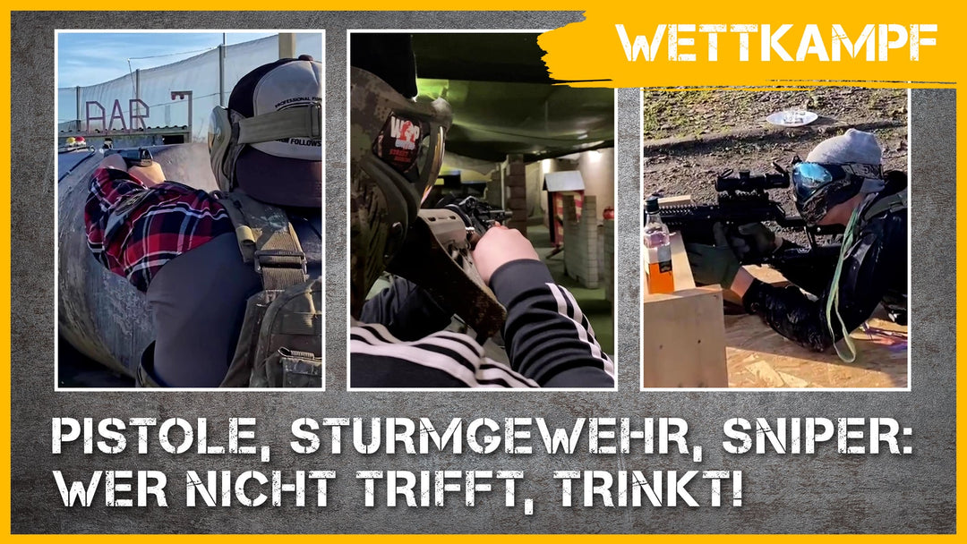 Pistole, Sturmgewehr, Sniper – Wer nicht trifft, trinkt! - Weekend-Warrior.Shop