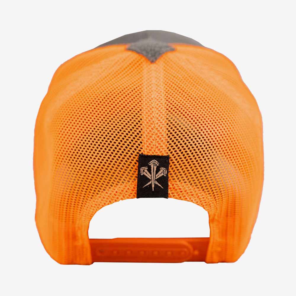 lms gear cap LMS Gear Flexfit Grey Orange R&H Trucker Cap
