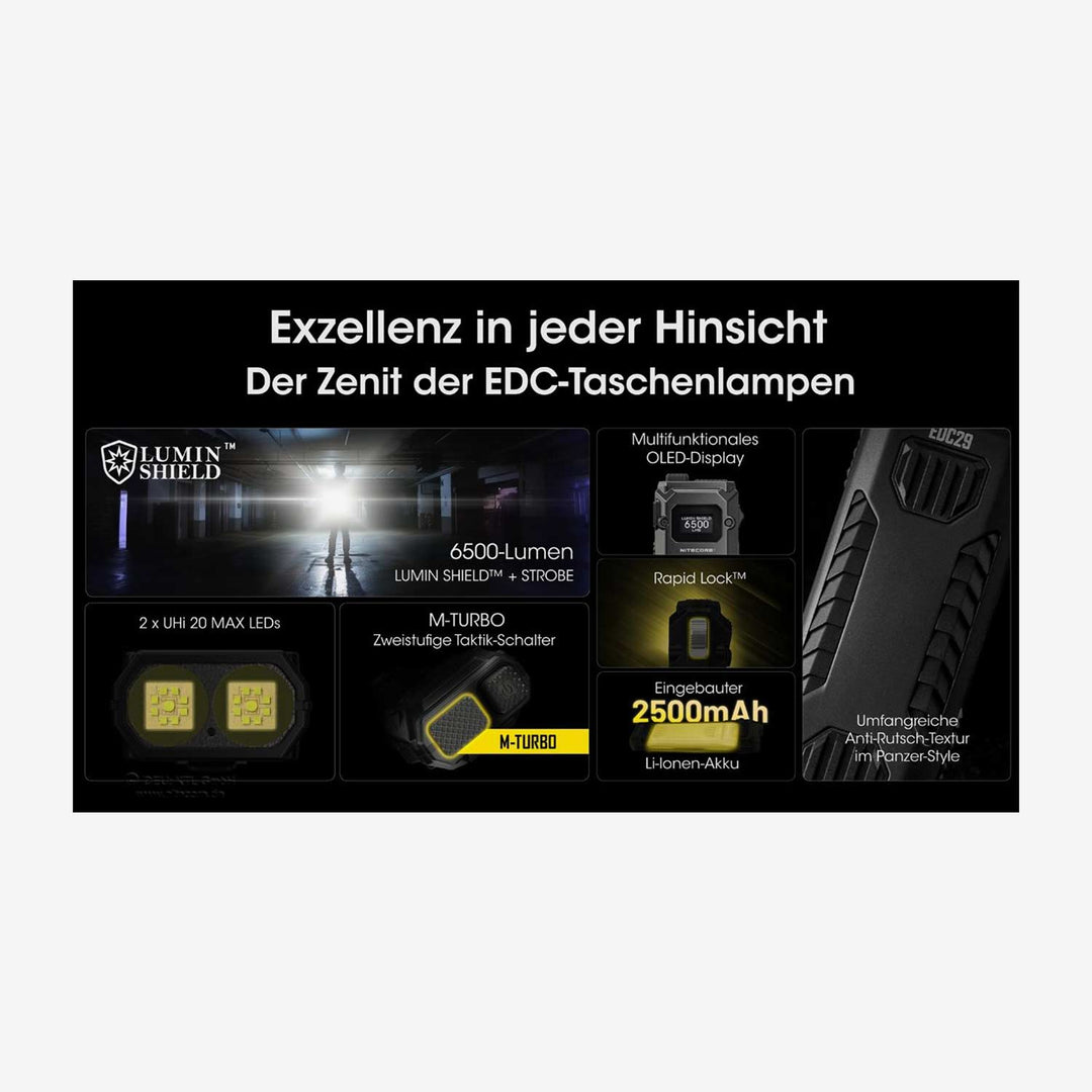 Nitecore EDC29 Luminblade 6500 Lumen Taschenlampe schwarz - Weekend - Warrior.Shop